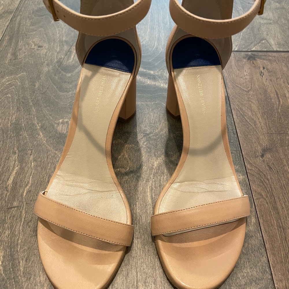 Stuart Weitzman Tan Ankle Strap Heels